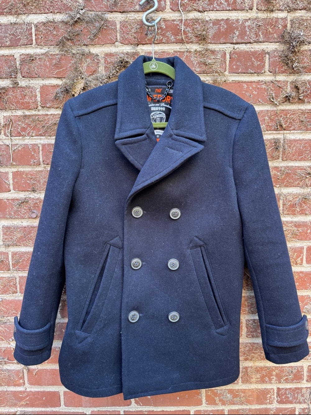 Superdry Navy Double-Breasted Peacoat